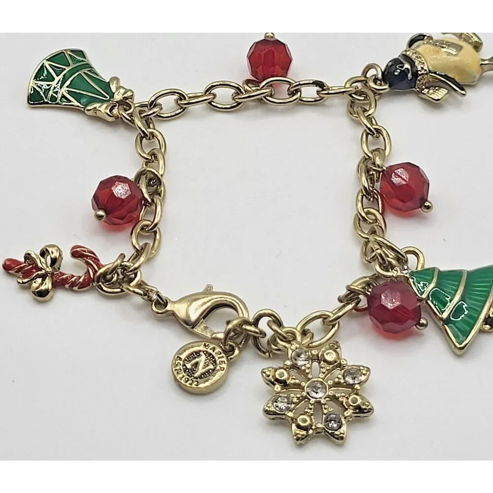 Napier Christmas Charm Bracelet 7.5in